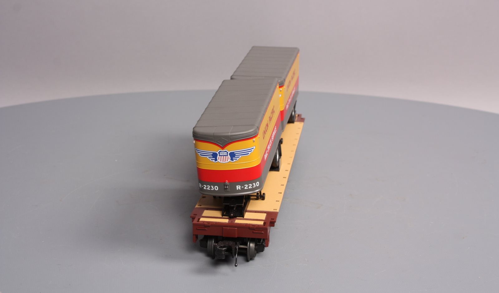 MTH 20-95124 O Gauge Union Pacific Flatcar w/ 2 Pup Trailers #53022