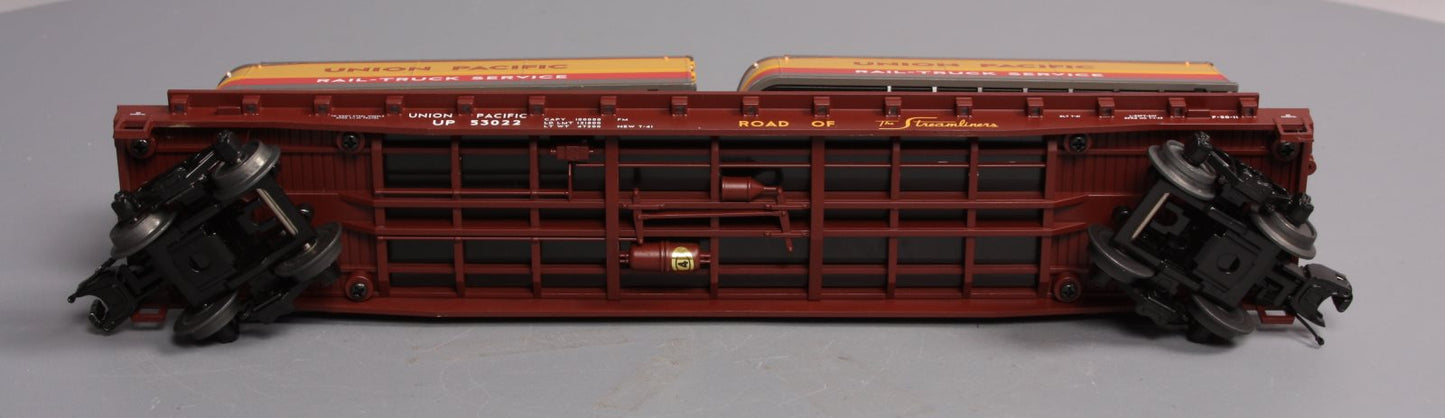 MTH 20-95124 O Gauge Union Pacific Flatcar w/ 2 Pup Trailers #53022