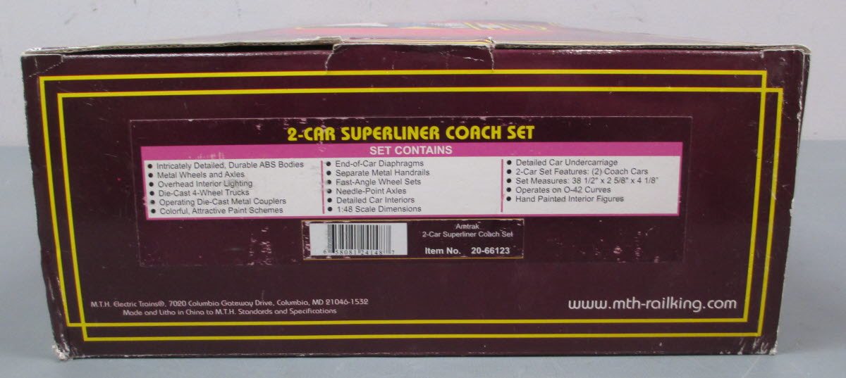 MTH 20-66123 O Amtrak Premier SuperLiner Coach Car Set (Set of 2)