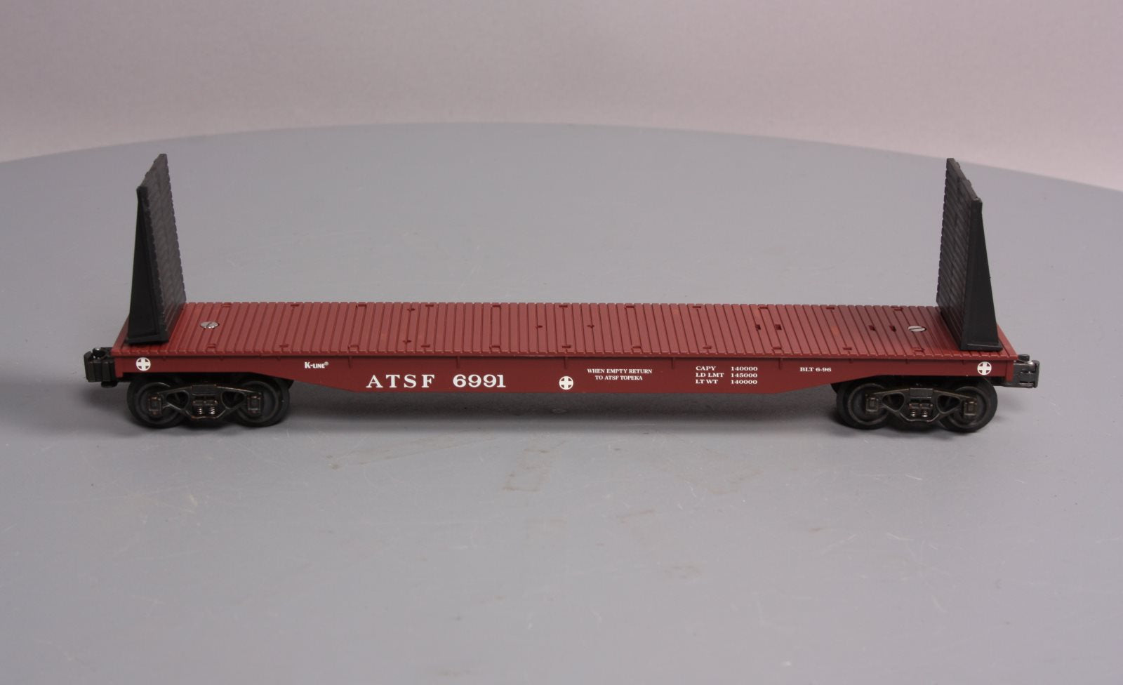 K-Line K6991 O Gauge ATSF Bulkhead Flatcar