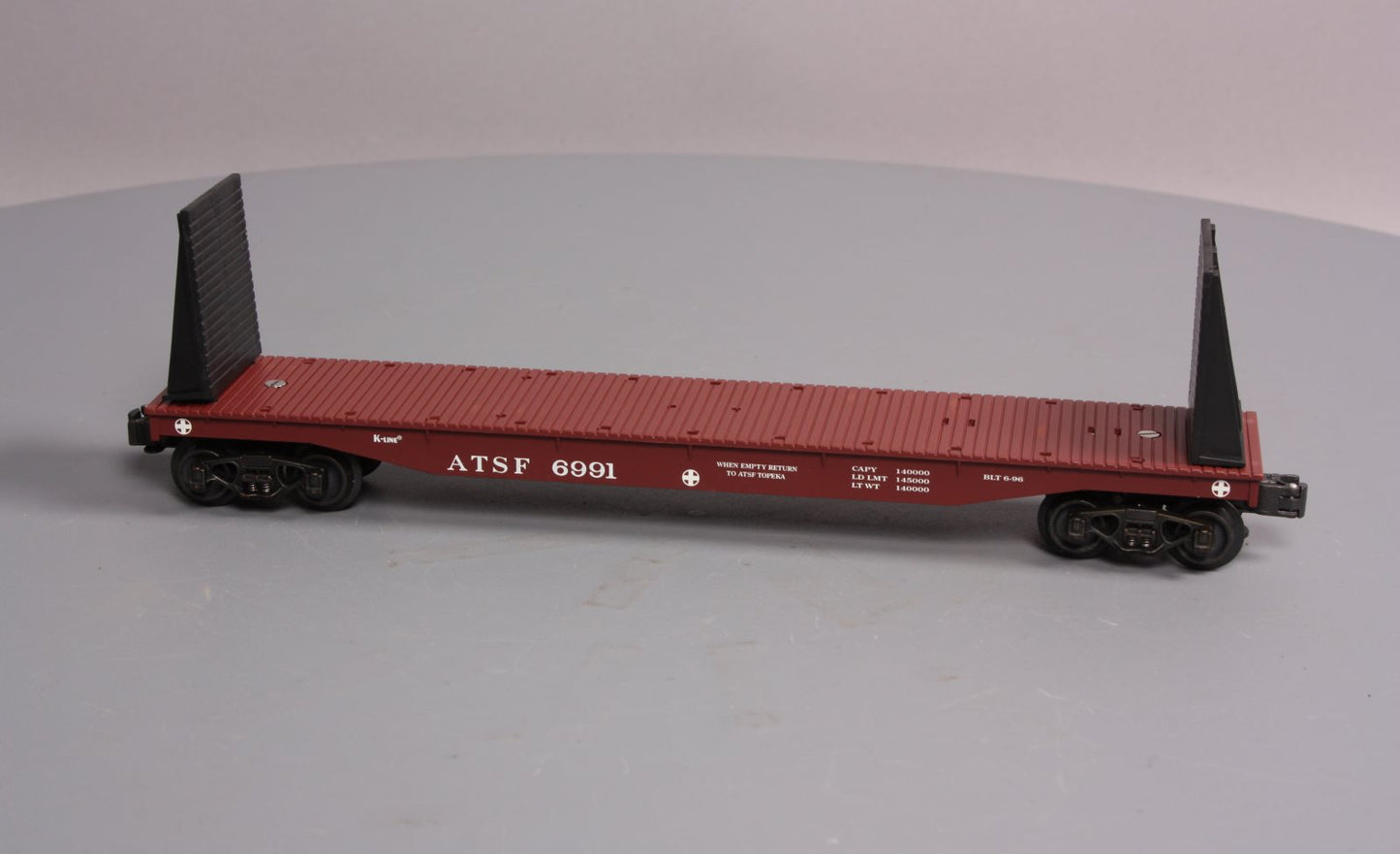 K-Line K6991 O Gauge ATSF Bulkhead Flatcar