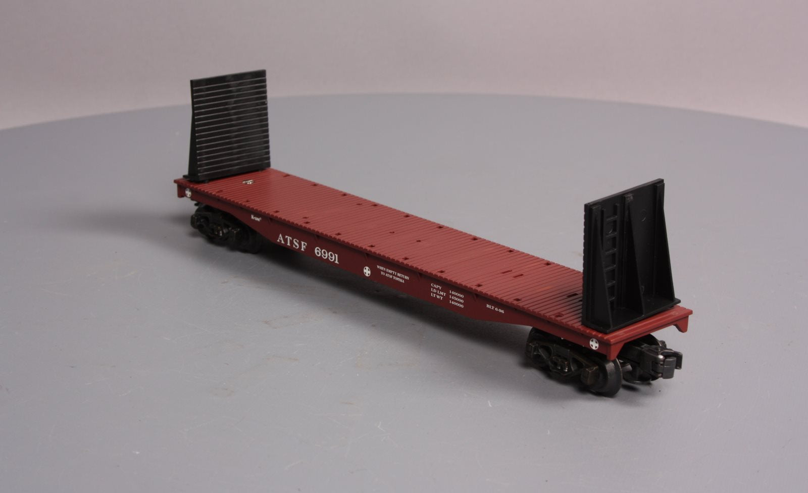 K-Line K6991 O Gauge ATSF Bulkhead Flatcar