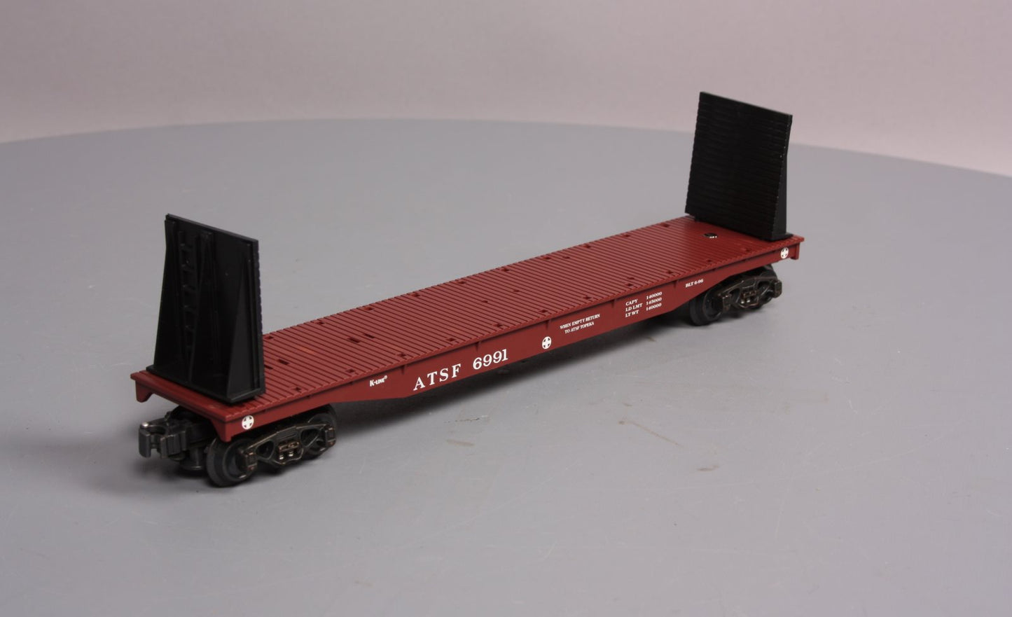 K-Line K6991 O Gauge ATSF Bulkhead Flatcar