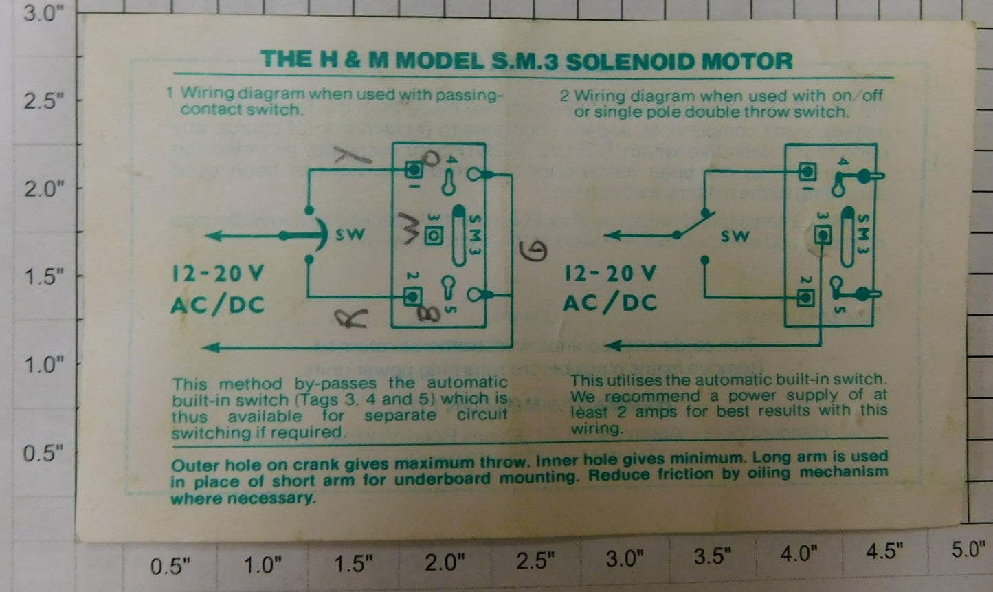 H&M SM3 Dual Solenoid Turnout Switch Motor