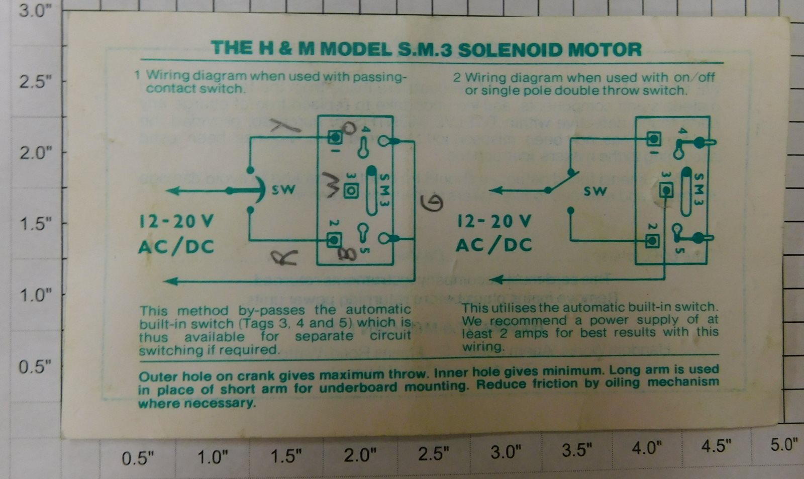 H&M SM3 Dual Solenoid Turnout Switch Motor