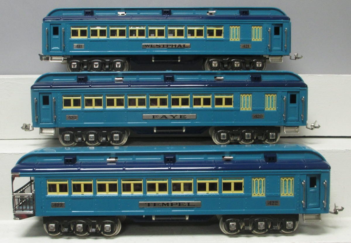 MTH 11-40040 Std.Gauge Two Tone Blue Comet Nickel Trim Passenger Set (Set of 3)