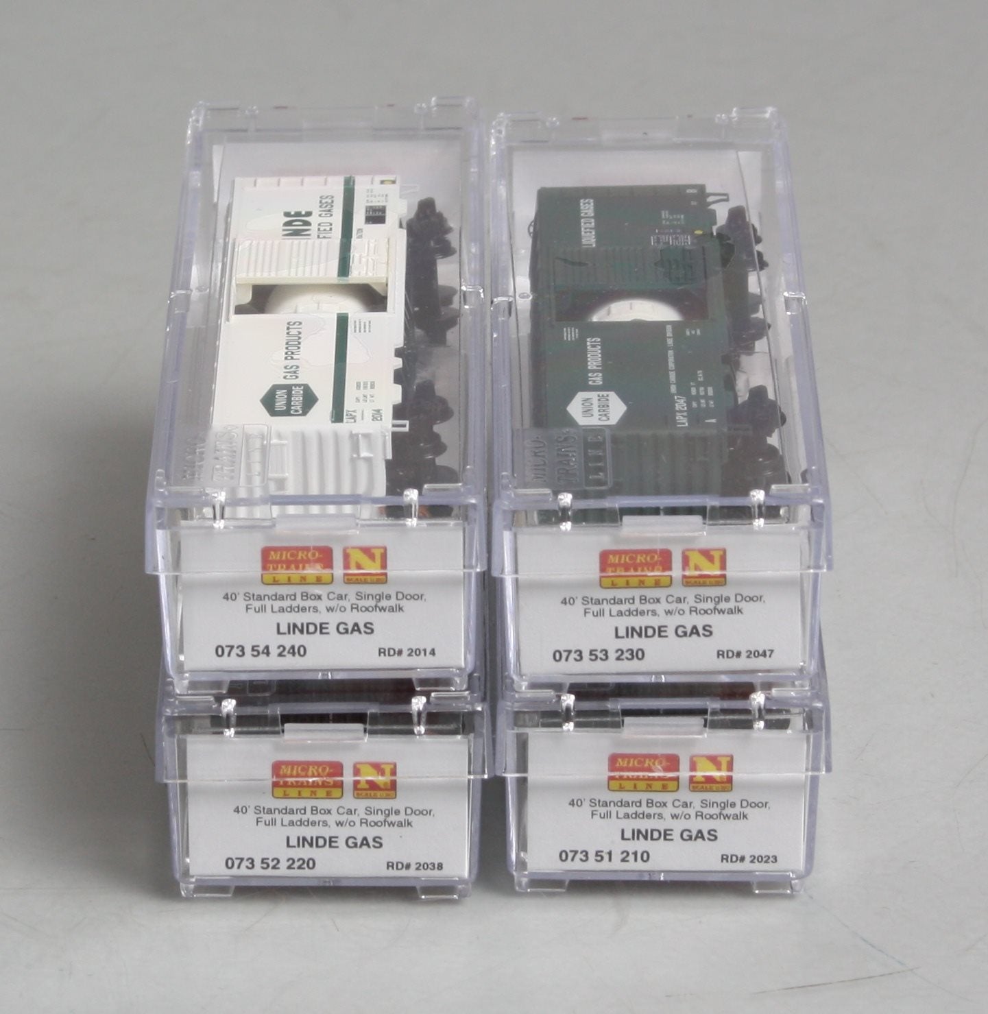 Micro-Trains 99301490 N Linde Liquefied 40' Single Door Boxcar w/Load (Set of 4)