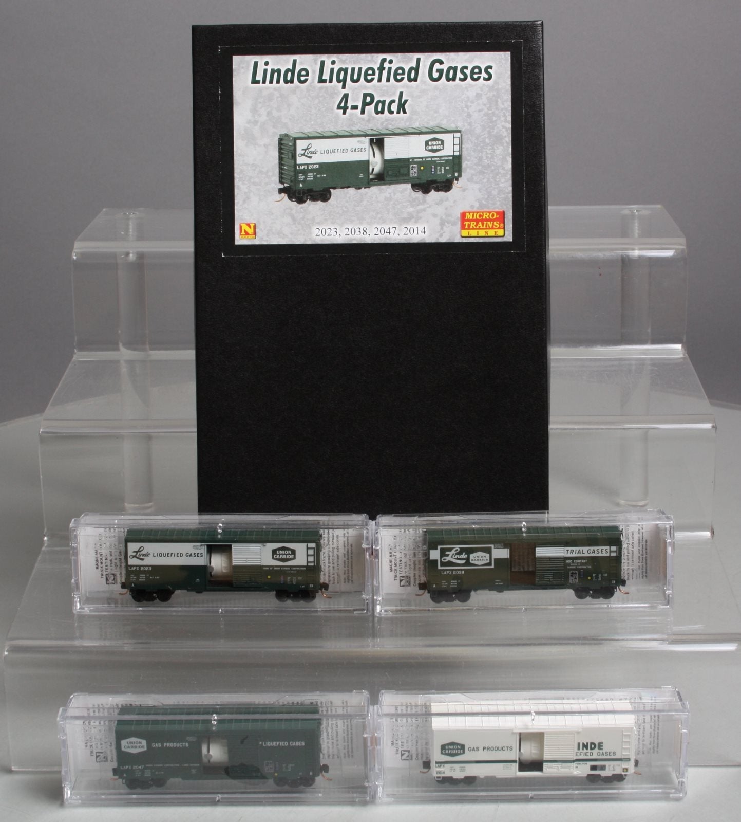 Micro-Trains 99301490 N Linde Liquefied 40' Single Door Boxcar w/Load (Set of 4)