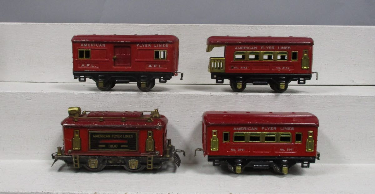 American Flyer 1312 O Vintage Vanguard Set: Red 3100 Electric Loco w/3141 & 3142