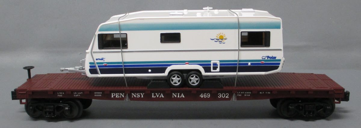 MTH 30-76353 O Pennsylvania Flat Car w/Camper #469302