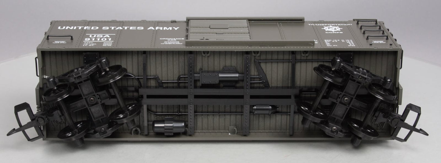 USA Trains R19071 G U.S. Army Ordinance Steel Box Car #91101 Green