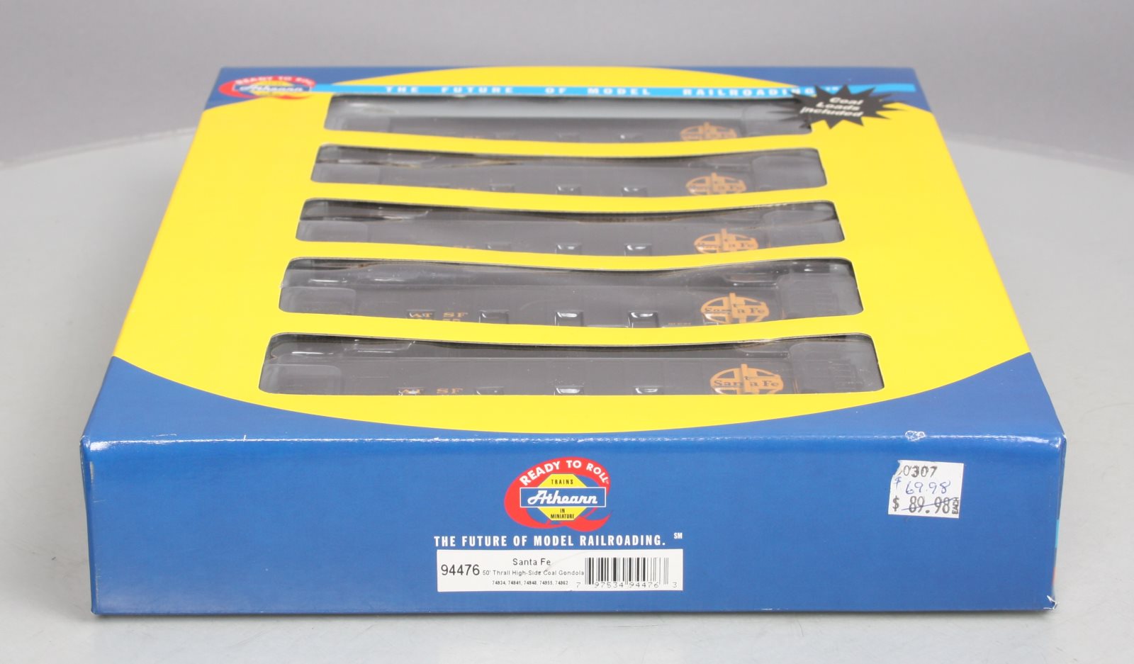 Athearn 94476 HO Scale Santa Fe 50' Thrall High-Side Coal Gondolas (Pack of 5)