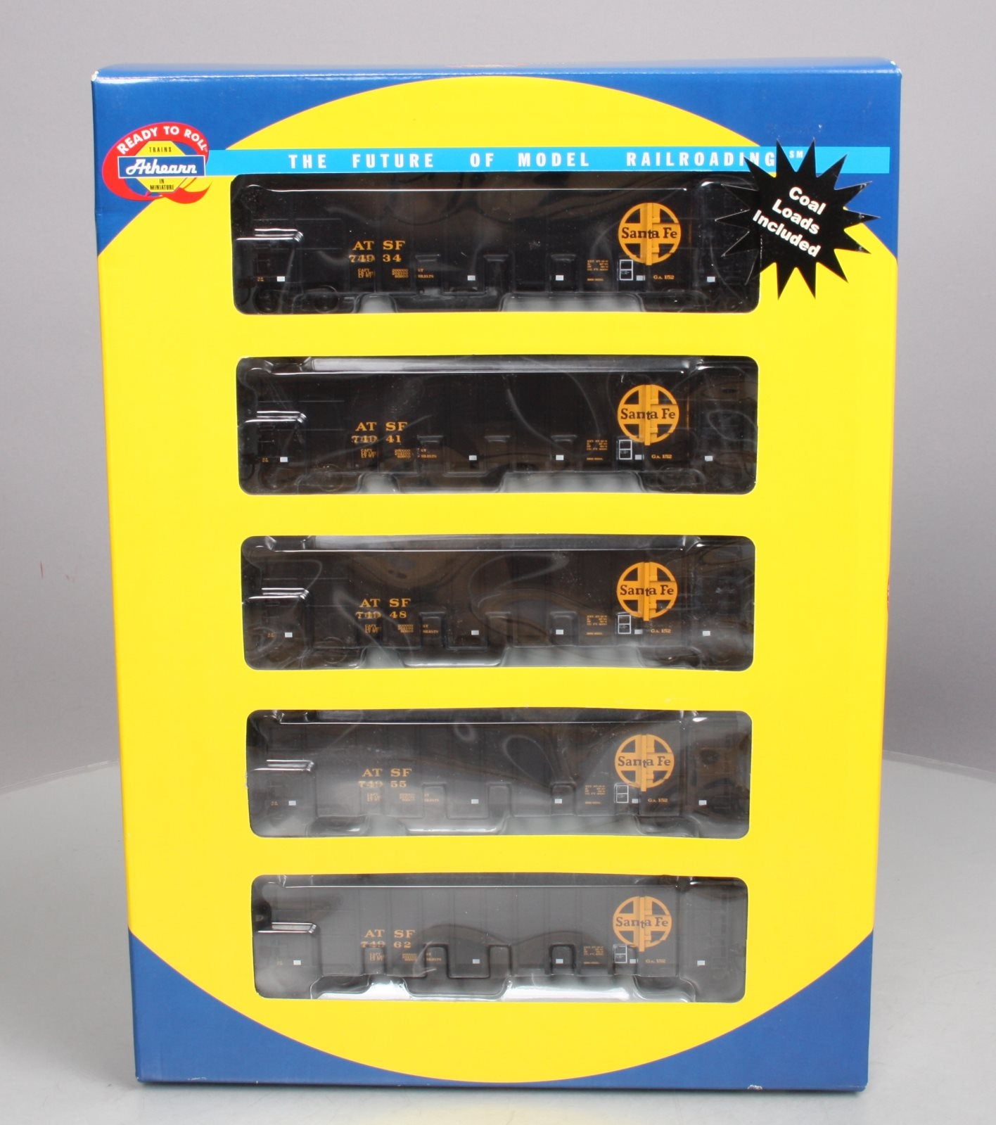 Athearn 94476 HO Scale Santa Fe 50' Thrall High-Side Coal Gondolas (Pack of 5)