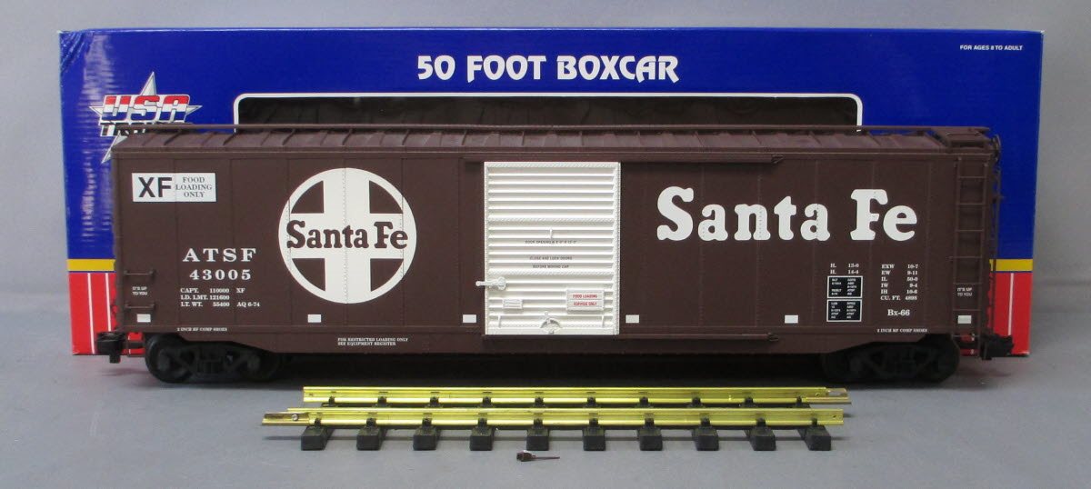 USA Trains R19300A Santa Fe Tuscan 50 Ft. Box Car with Steel Door (Metal Wheels)