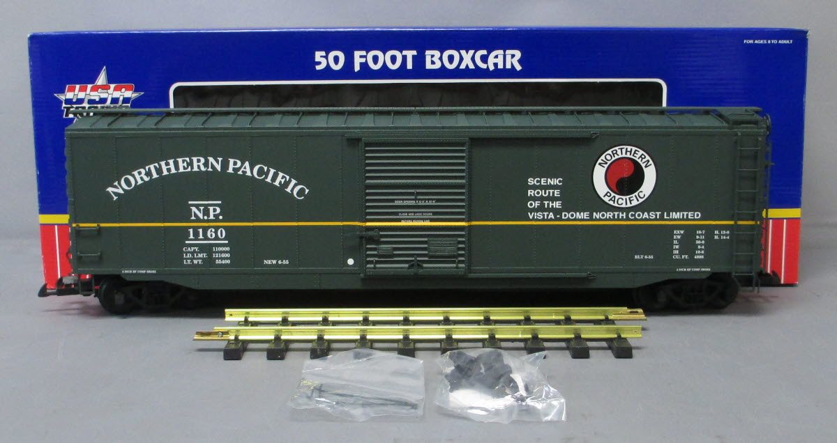 USA Trains R19320A G Northern Pacific Rail 50 Ft. Box Car with Steel Door