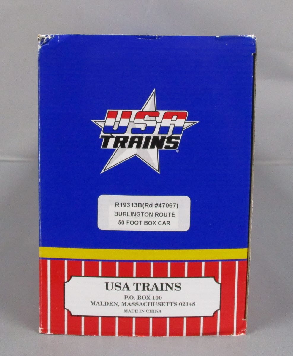 USA Trains R19313B G Burlington Route 50 Ft. DD Boxcar #47067 - Metal Wheels