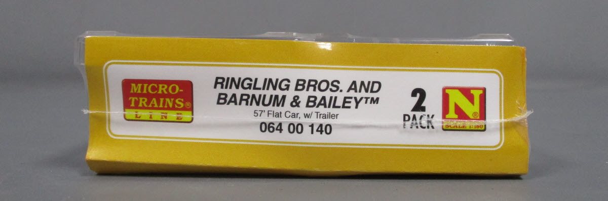 Micro-Trains 06400140 N RBBX 50' Fishbelly Flatcars with Trailer Load 2-Pack