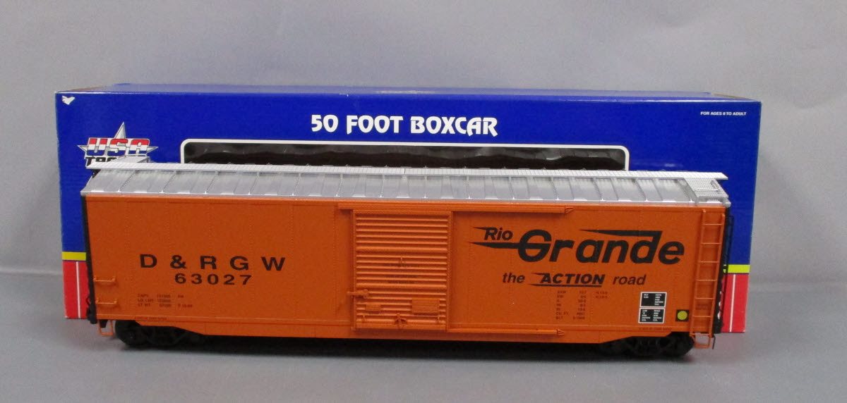 USA Trains R19309A G Rio Grande 50 Ft. Box Car with Steel Door (Silver)