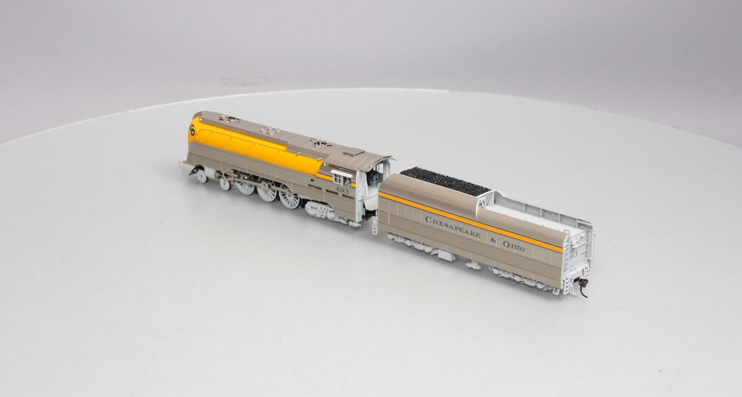 Broadway Limited 4557 HO C&O L-1 4-6-4 Hudson #493 Steam Loco/yellow boiler