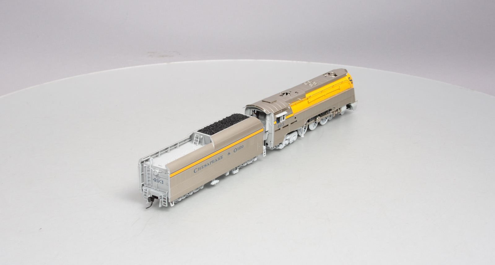 Broadway Limited 4557 HO C&O L-1 4-6-4 Hudson #493 Steam Loco/yellow boiler