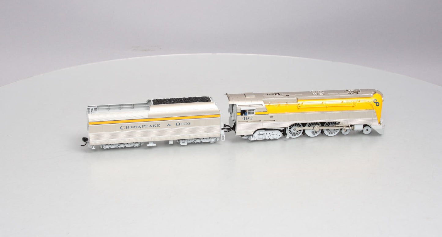 Broadway Limited 4557 HO C&O L-1 4-6-4 Hudson #493 Steam Loco/yellow boiler
