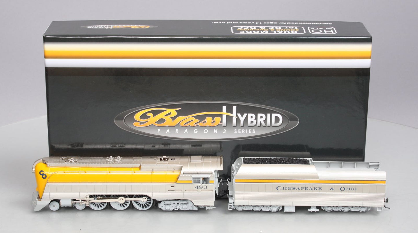 Broadway Limited 4557 HO C&O L-1 4-6-4 Hudson #493 Steam Loco/yellow boiler