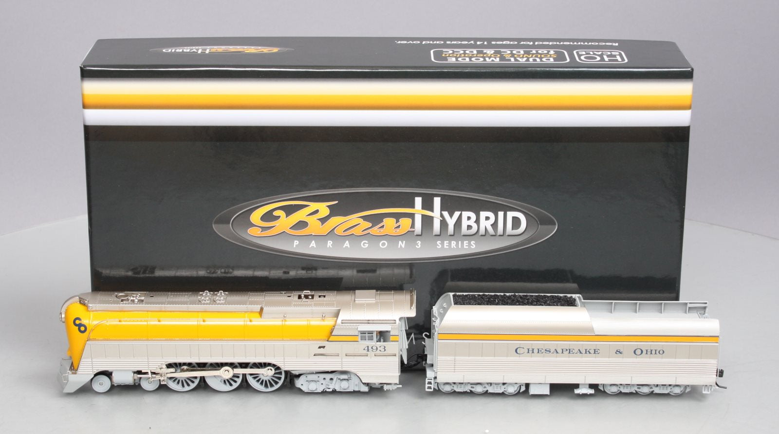 Broadway Limited 4557 HO C&O L-1 4-6-4 Hudson #493 Steam Loco/yellow boiler