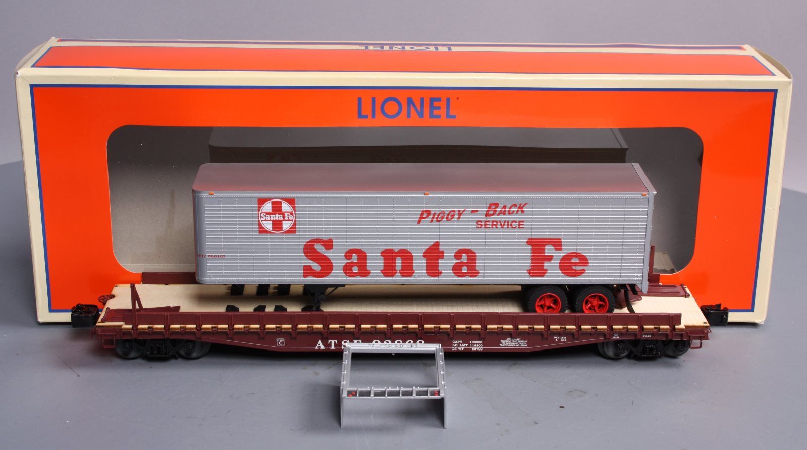 Lionel 6-82840 O Gauge ATSF PS-4 Flat with 40' Trailer