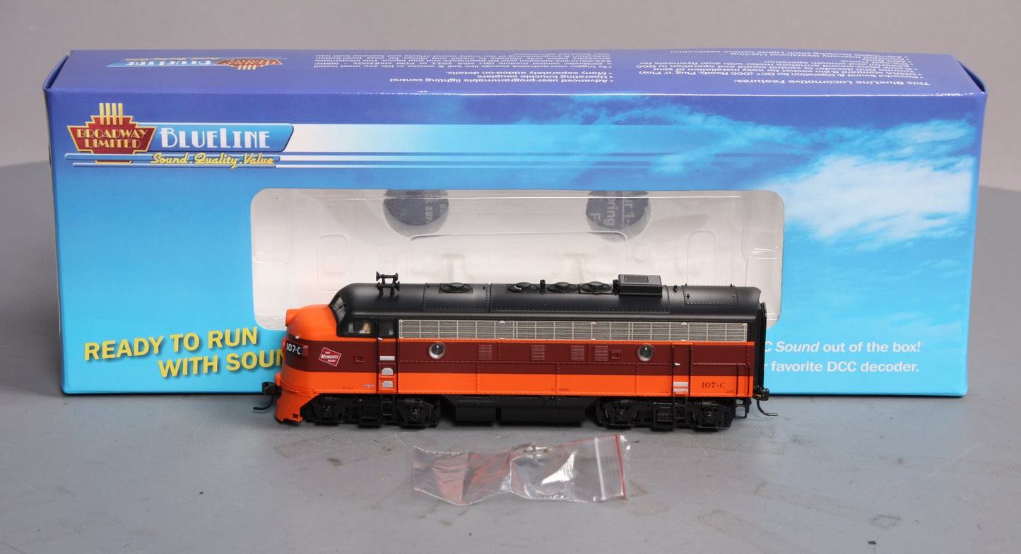 Broadway Limited 5108 HO Milwaukere Road EMD F7A with Sound Blue Line™ #107C