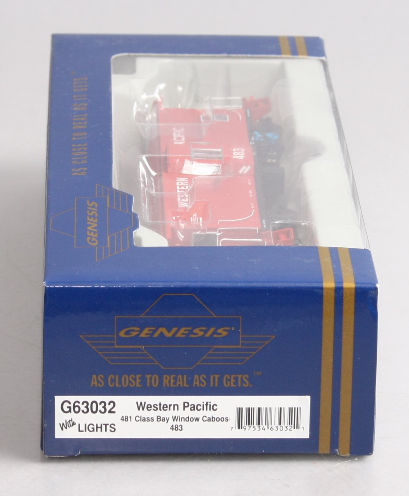 Athearn G63032 HO Genesis Western Pacific 481 Bay Window Caboose W/Lights#483