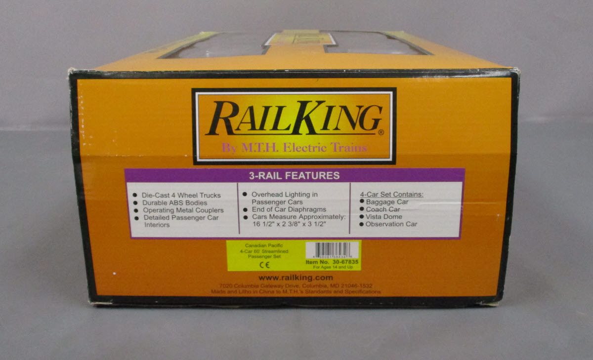 MTH 30-67835 Canadian Pacific Rail 60' Streamline Passenger (Pack of 4)