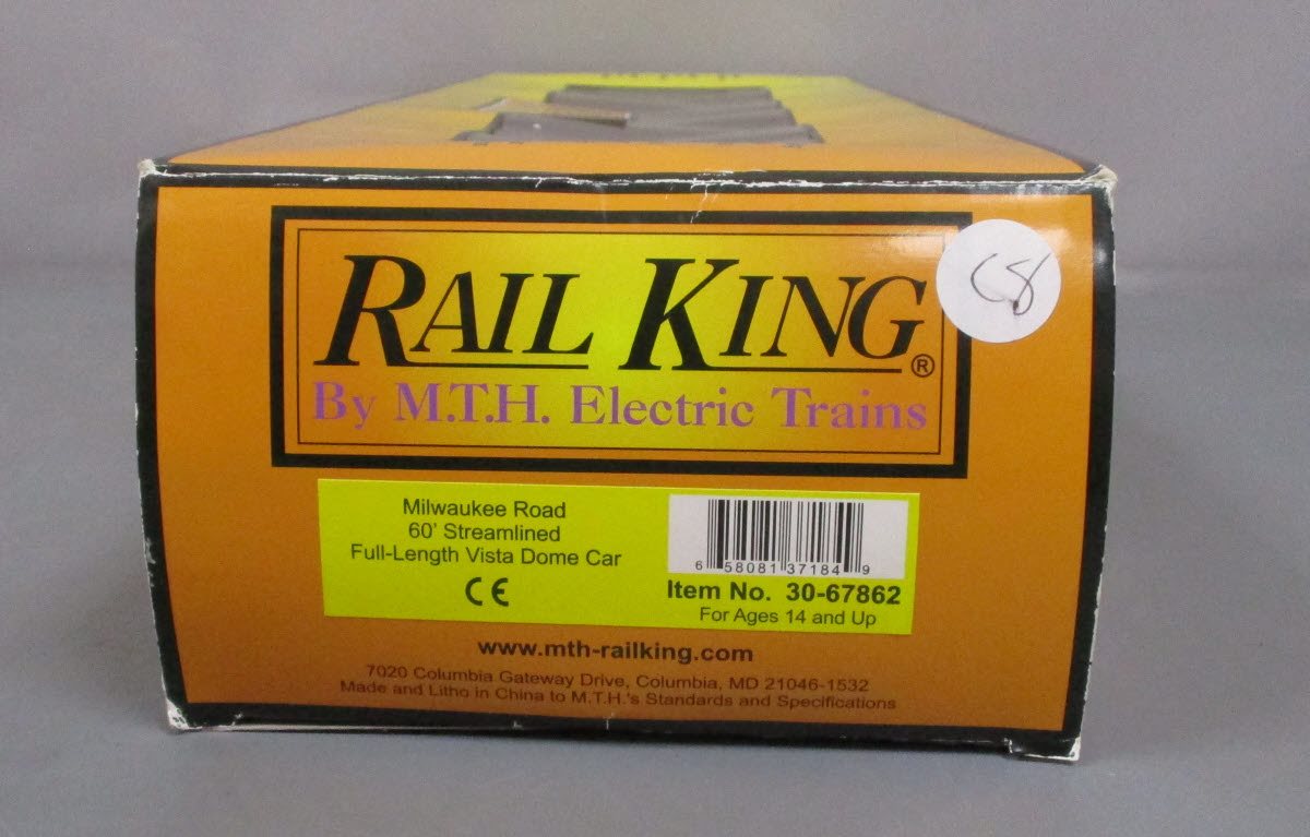 MTH 30-67862 O Milwaukee Road 60' Streamlined ABS Full-Length Vista Dome 3-Rail