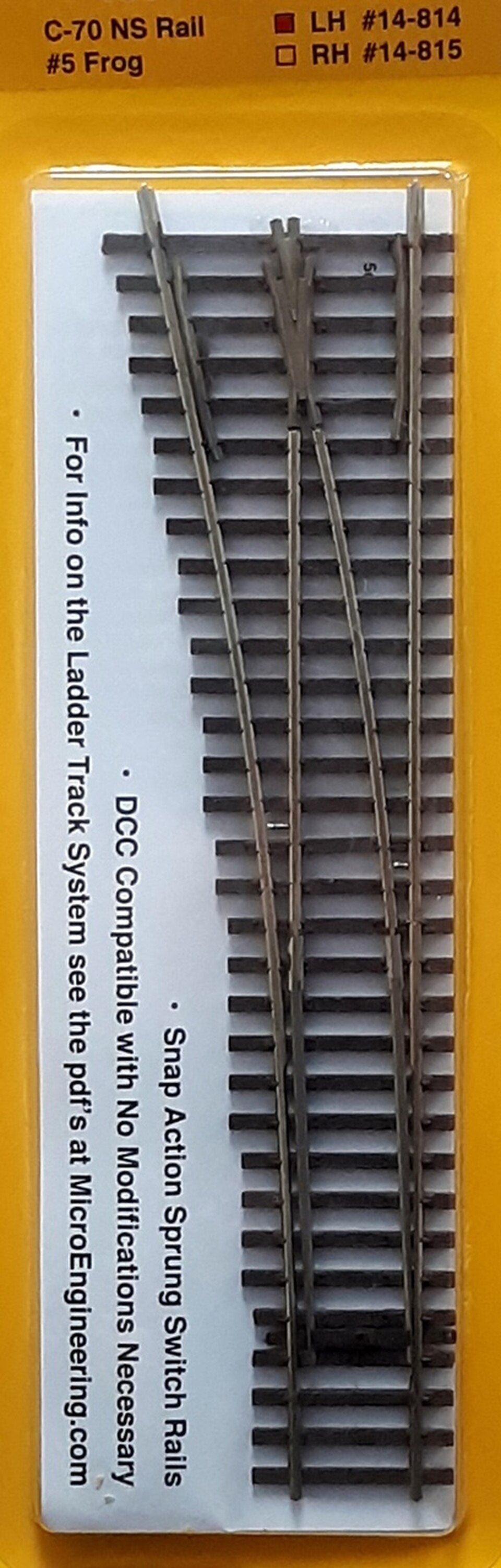 Micro Engineering 14-814 HO Ladder Track System Code 70 #5c LH Frog Turnout