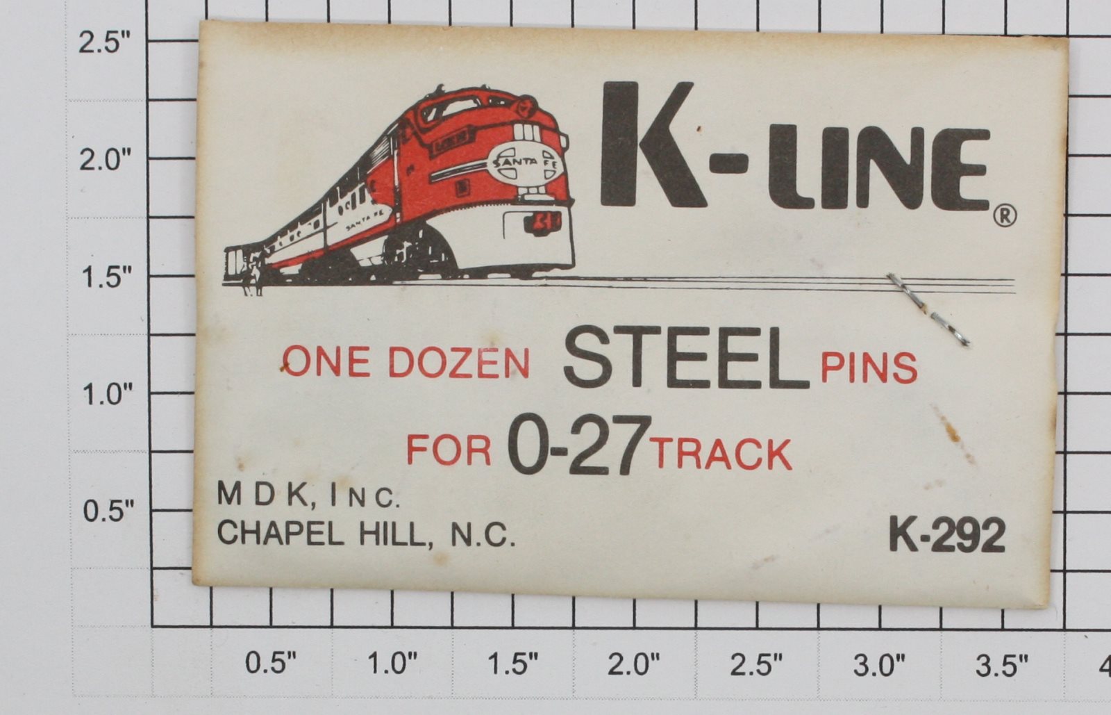 K-Line K-292 O27 Gauge Steel Track Pins (Envelope of 12)