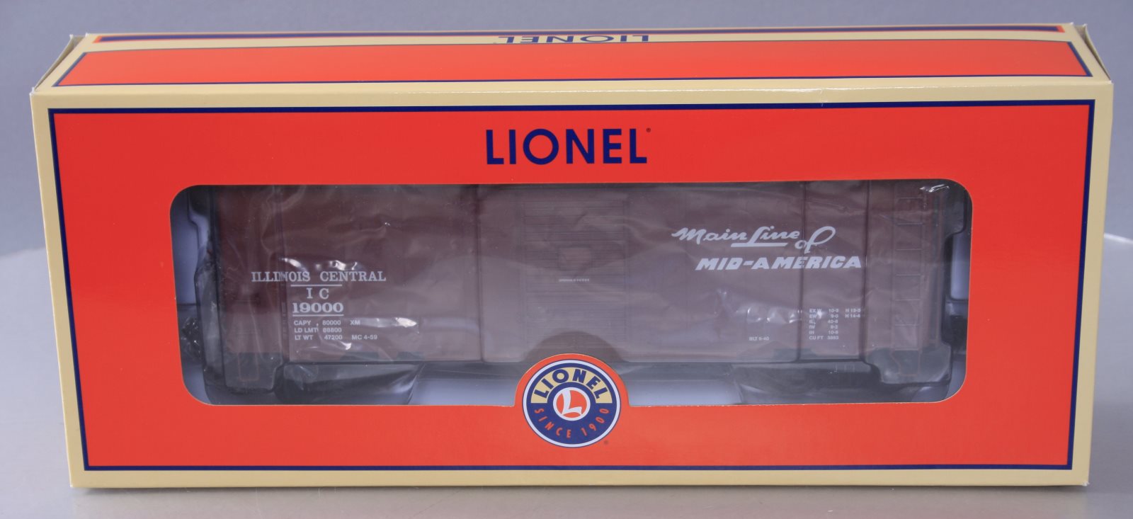 Lionel 6-83572 O Illinois Central Grain Door PS-1 Boxcar #19000