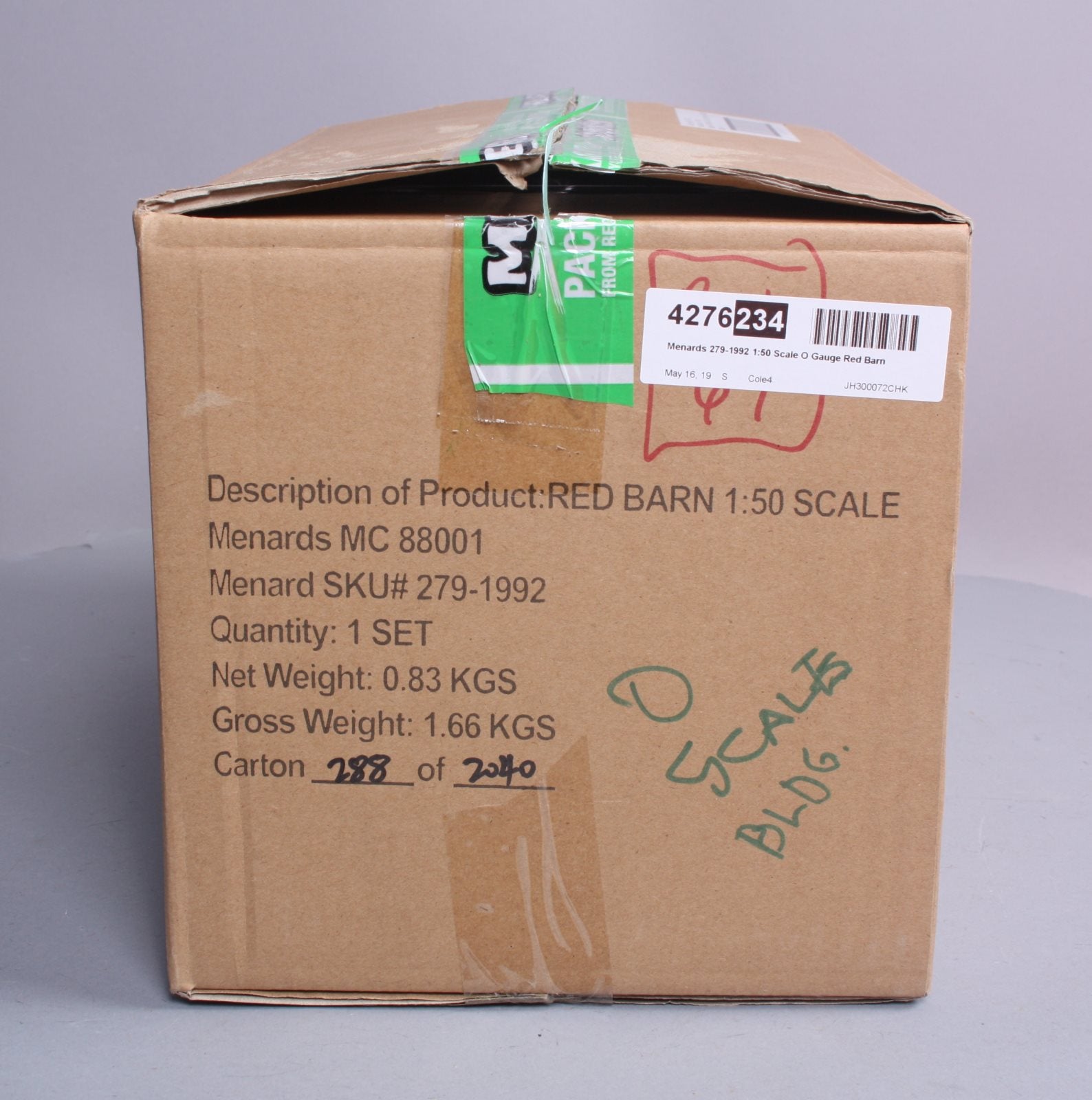 Menards 279-1992 O Gauge Red Barn