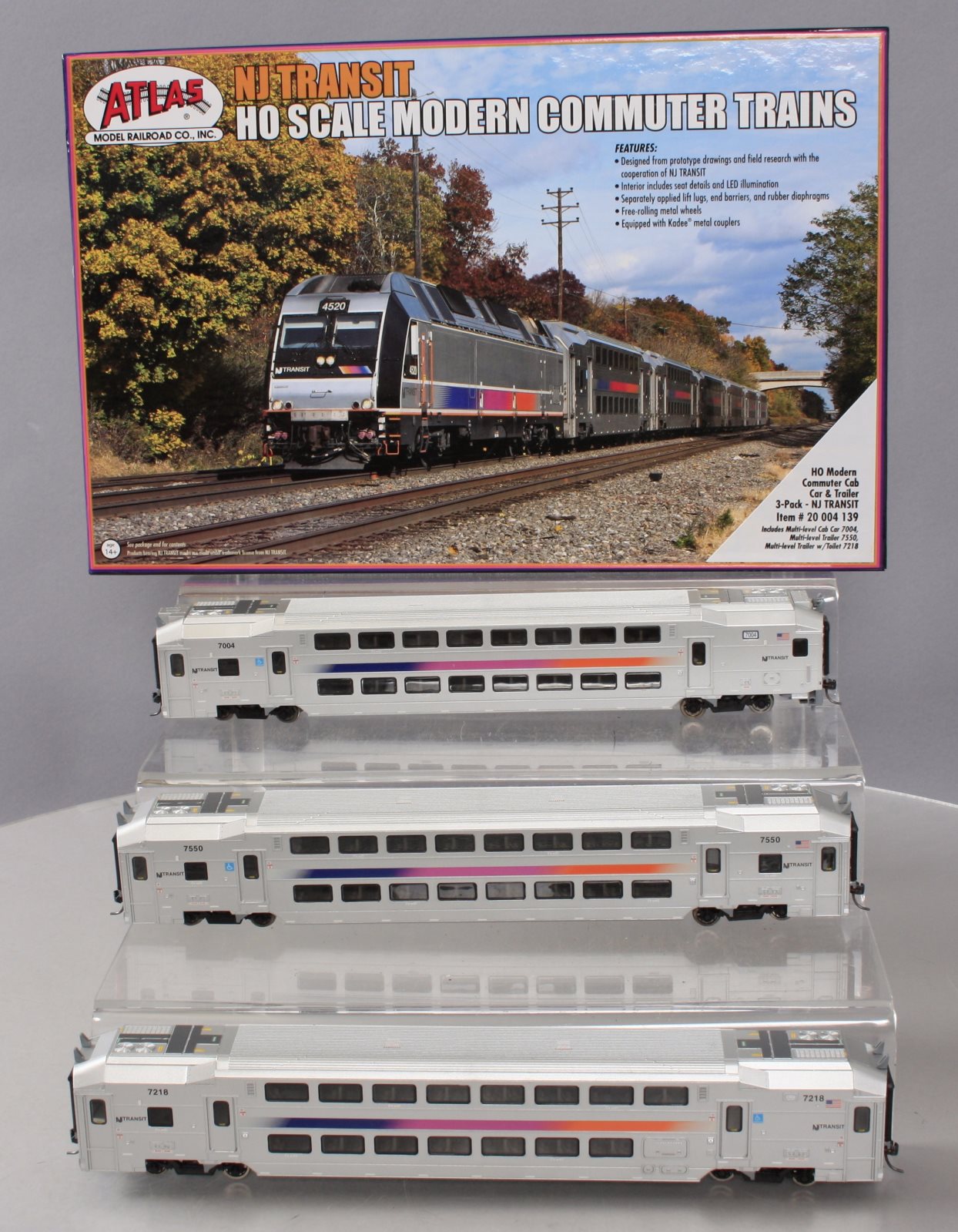Atlas 20004139 Ho COMMUTER CAB & TRAILER 3pk – Trainz