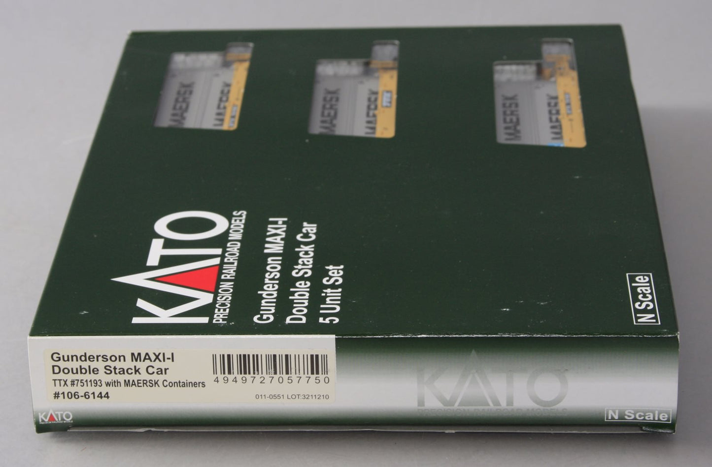 Kato 106-6144 N TTX Gunderson MAXI-I Double Stack Car #751193 Set