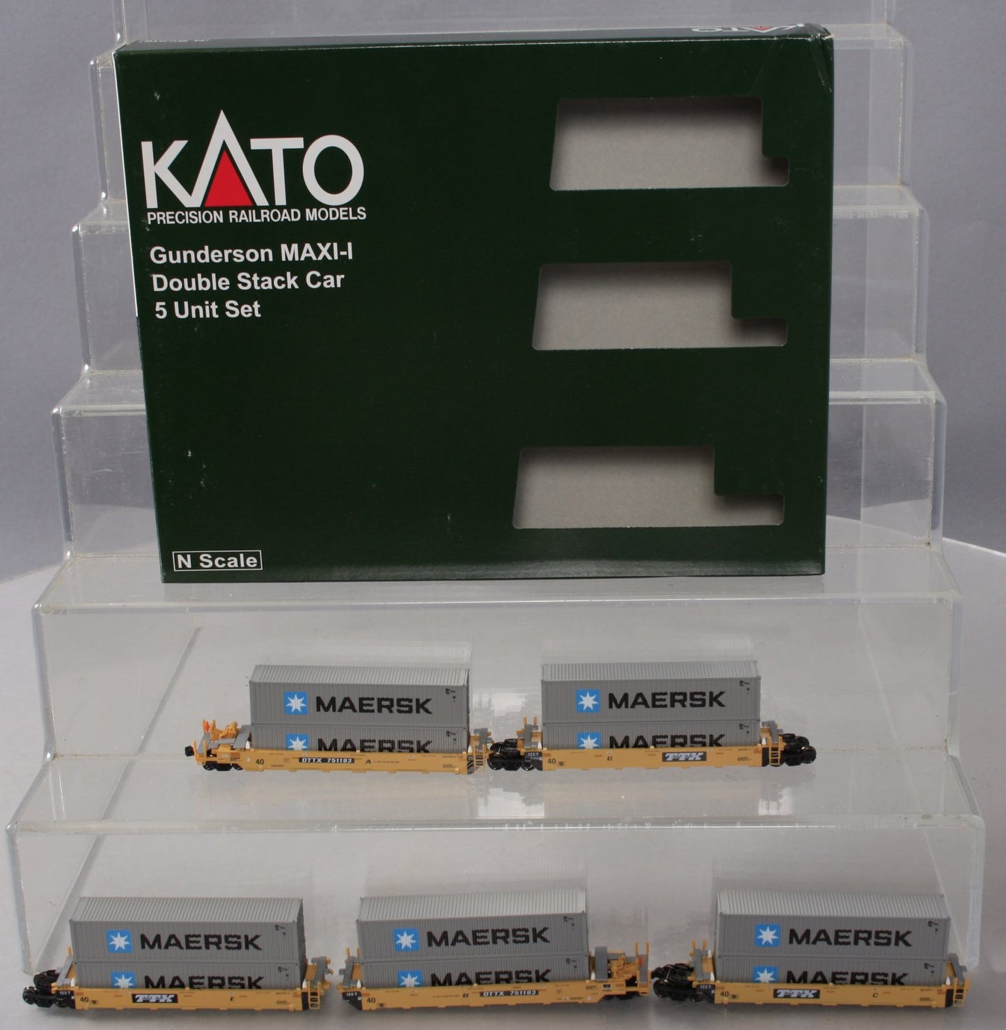 Kato 106-6144 N TTX Gunderson MAXI-I Double Stack Car #751193 Set
