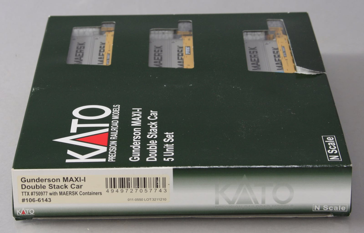 Kato 106-6143 N TTX Gunderson MAXI-I Double Stack Car #750977