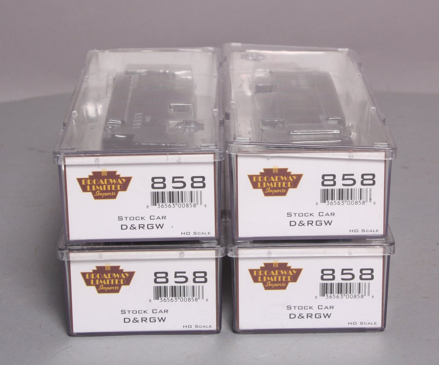 Broadway Limited 858 HO Denver & Rio Grande Western Stock Car (Pack of 4)