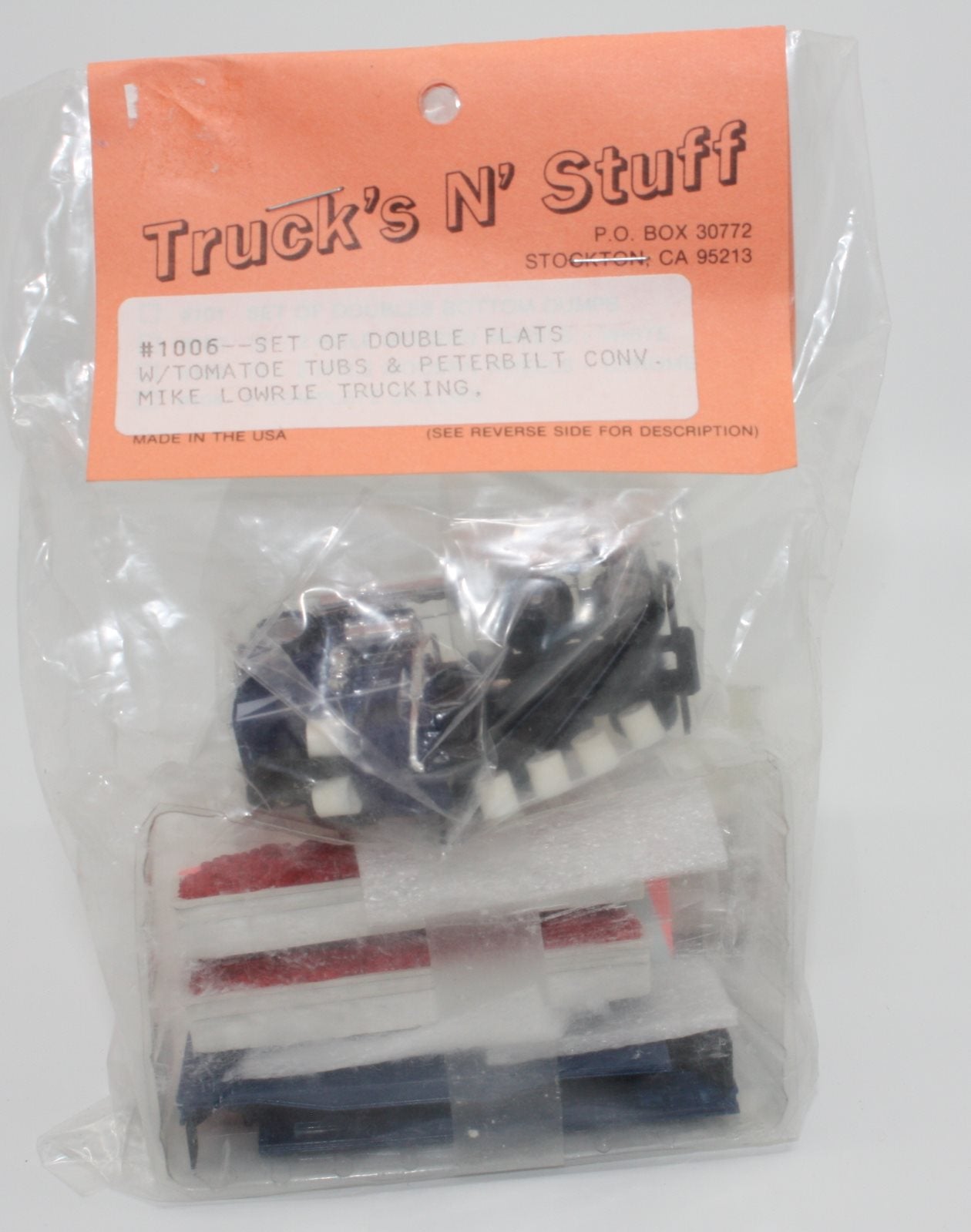 Trucks N' Stuff 1006 HO Flat Cars W/ Tomatoe Tubs & Peterbilt Conv Kit(Set of 2)