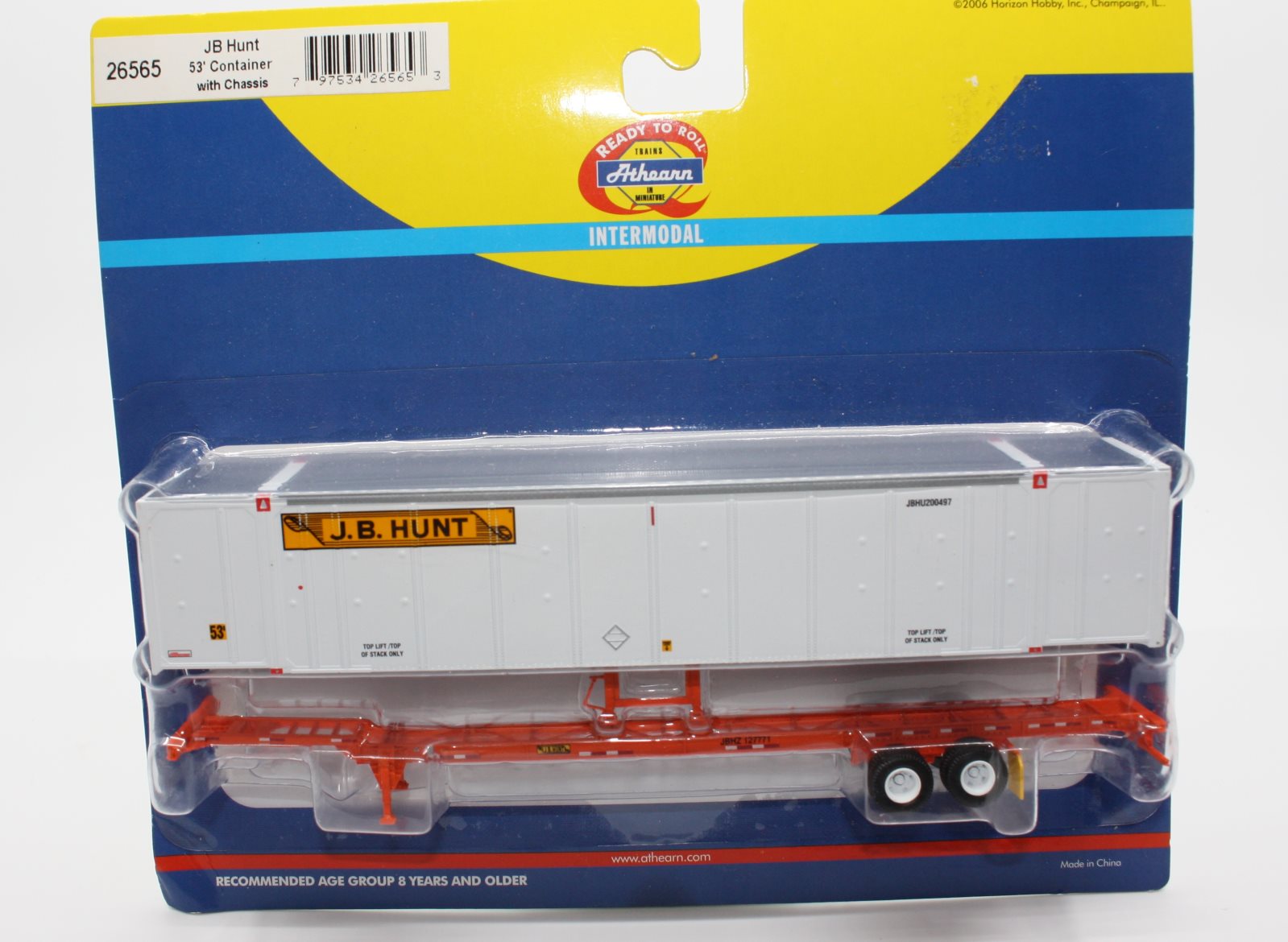 Athearn 26565 HO JB Hunt 53'' Intermodal Container with Chassis