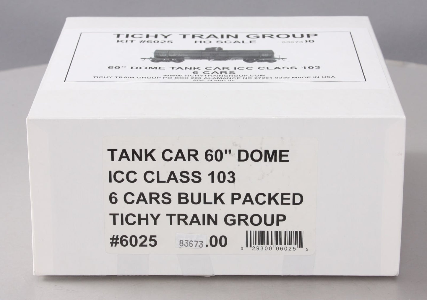 Tichy 6025 HO Tank Car with 60'' Dome Kits (Set of 6)