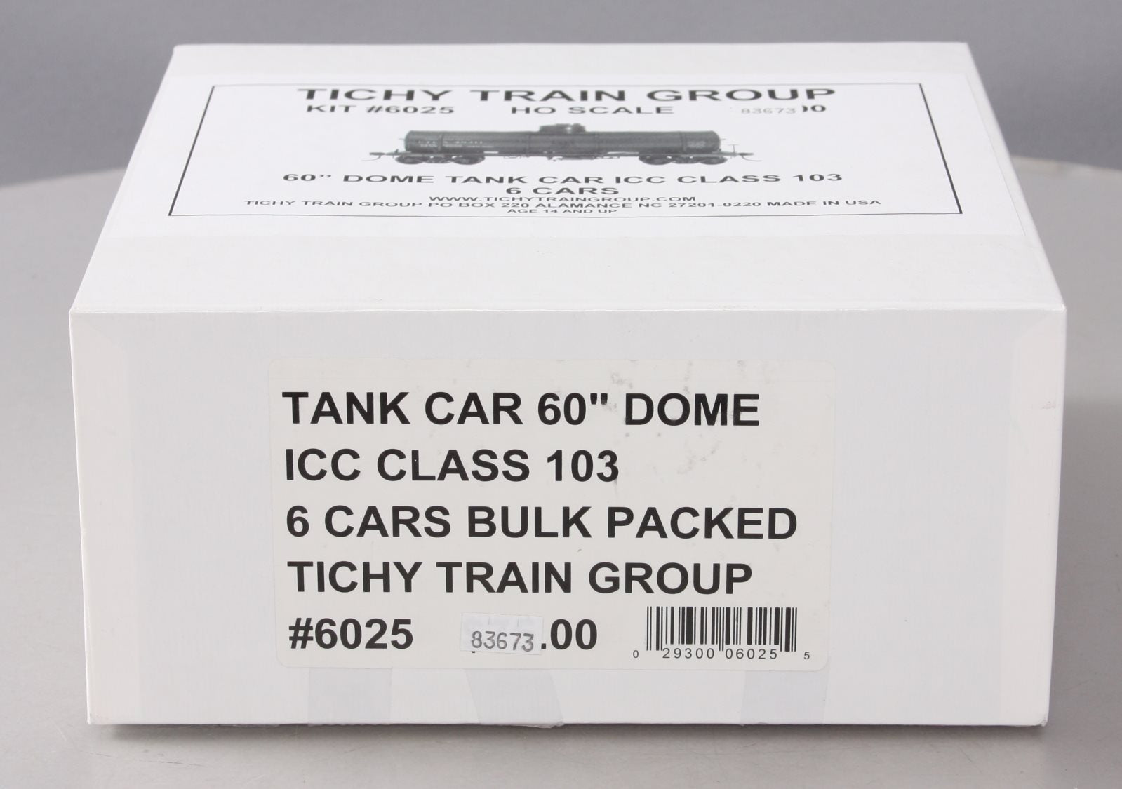 Tichy 6025 HO Tank Car with 60'' Dome Kits (Set of 6)