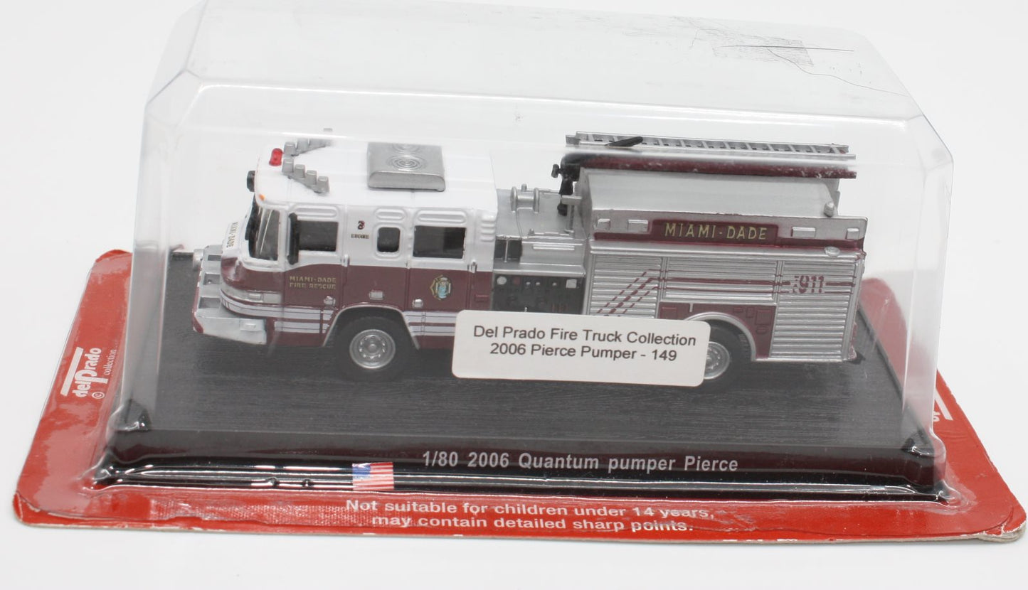 Del Prado 149 1:80 2006 Miami Dade Fire Department Pierce Pumper Fire Truck