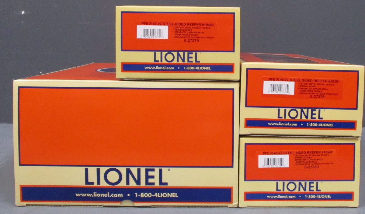 Lionel 6-27372 O Pacific Fruit Express Steel-Sided Refrigerator Car (Pack of 3)