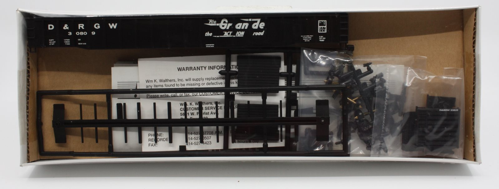 Walthers 932-3253 HO 65'' Mill Gondola Rio Grande # 30809 Kit