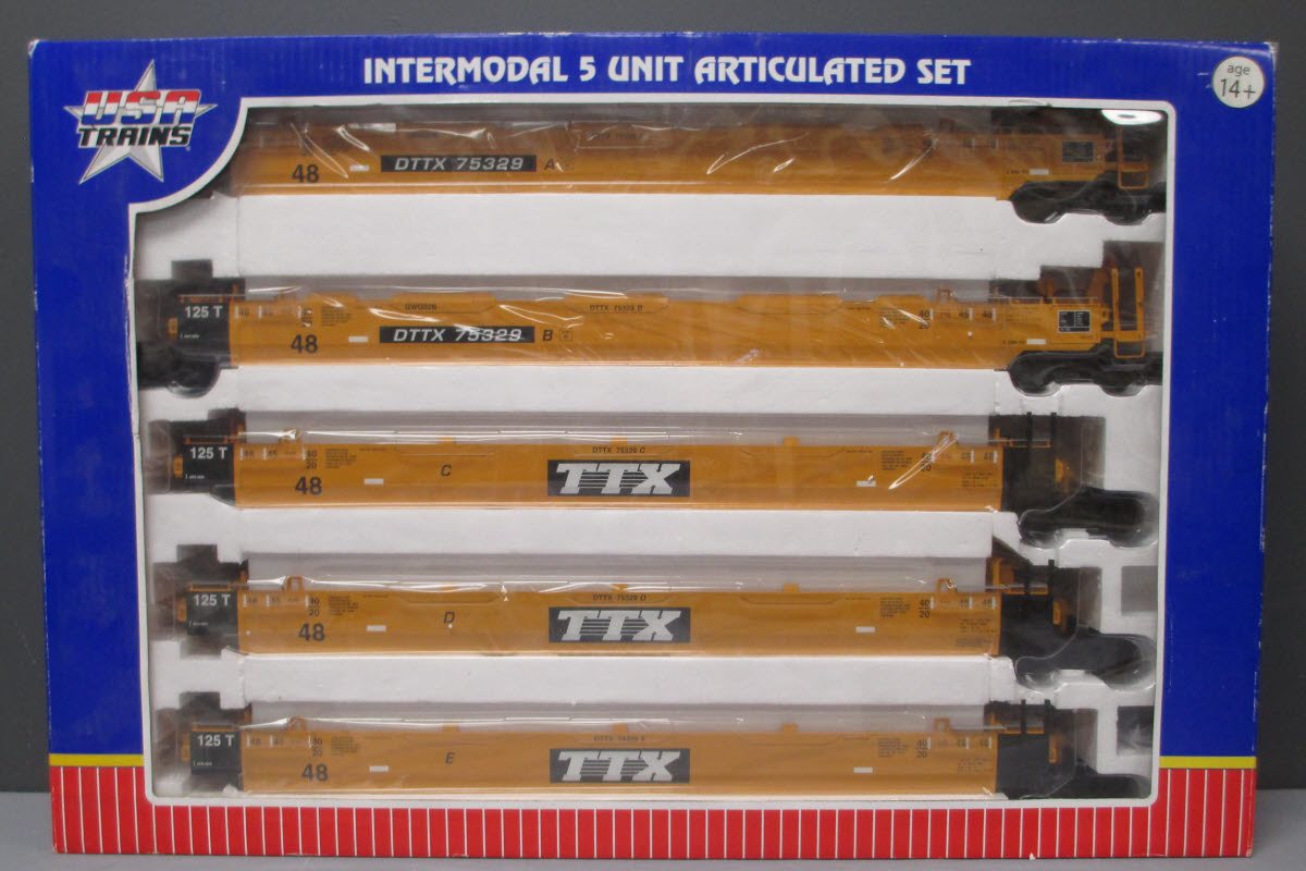 USA Trains R17150 G TTX Intermodal 5 Unit Articulated Set (Metal Wheels)