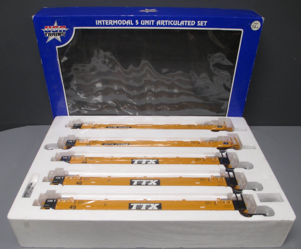USA Trains R17150 G TTX Intermodal 5 Unit Articulated Set (Metal Wheels)